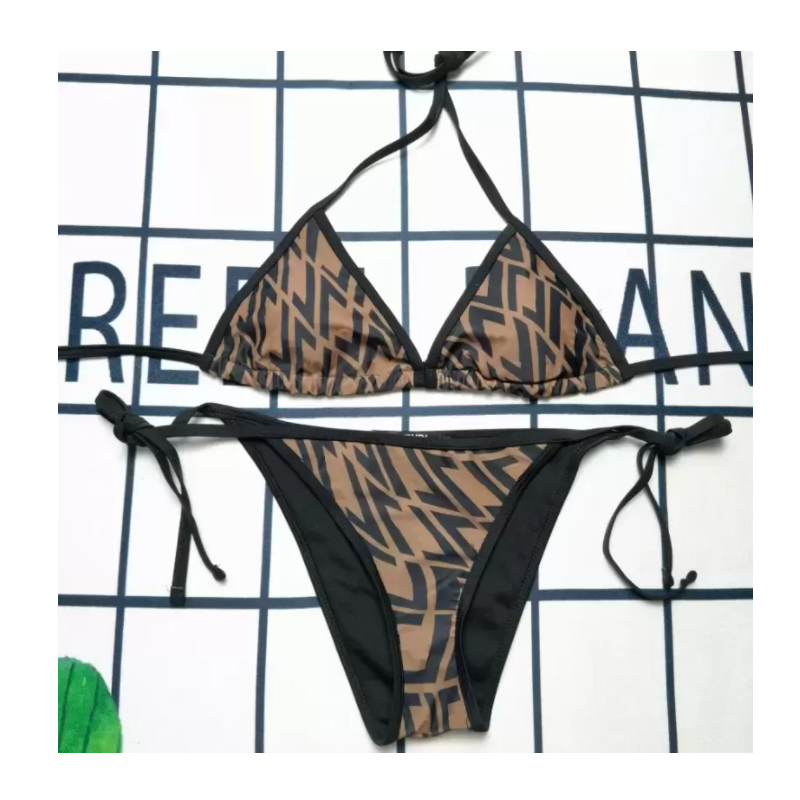 

22ss Women Hawaiian Halter Swim wear Womens Swimming Bikini Sexy Wear Female Hollow Monokini Black Bathing SuitFF7568