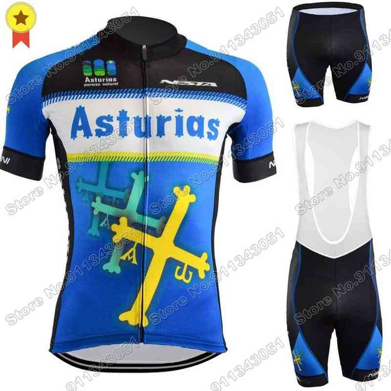 

2022 Asturias Cycling Jersey Men Set Summer Cycling Clothing Race Road Bike Suit Bicycle Tops Bib Shorts Maillot Ropa Ciclismo