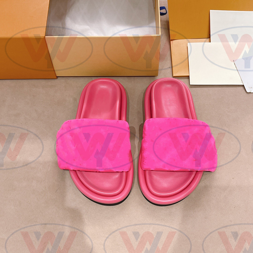 

2022 New spring/summer print platform slides slippers women's Luxury goods High quality sandal beach shoes Size 35-43 with box, Blue