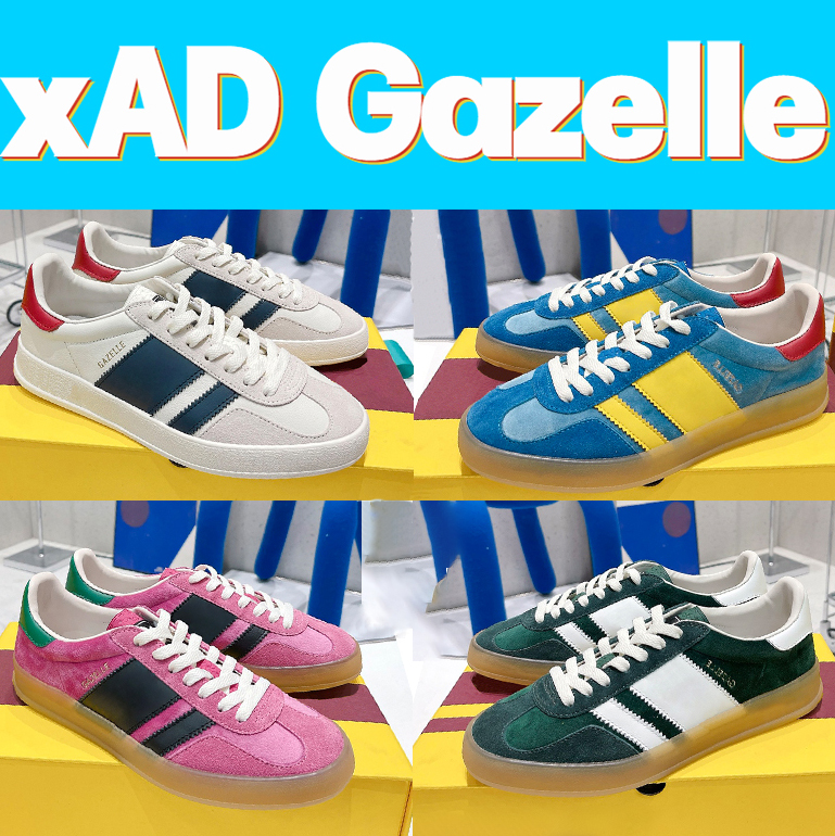

Top quality xAD Gazelle Sneaker Running Shoes fashion men women sneakers White suede Blue Green Red Velvet Blue silk Beige Ebony Canvas Luxury womens trainers, Shoes box