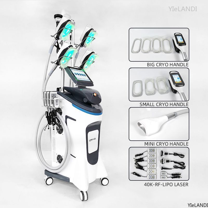 Équipement de beauté multifonctionnel 7 en 1 Sculpture de glace CRYO à 360 degrés Corps de cavitation 5CRYO Lipo Laser 40K RF 4 têtes fonctionnan