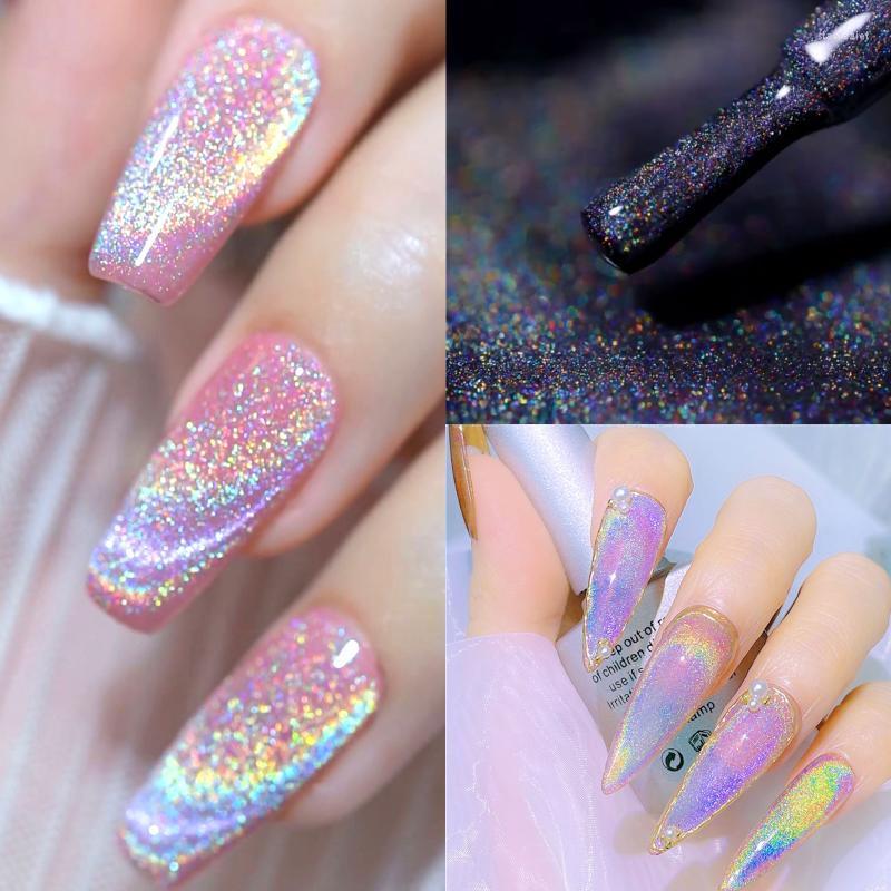 Gel pour ongles 8ml arc-en-ciel chat oeil vernis hiver coloré réfléchissant paillettes universel peut être utilisé sur n'importe quelle couleur o