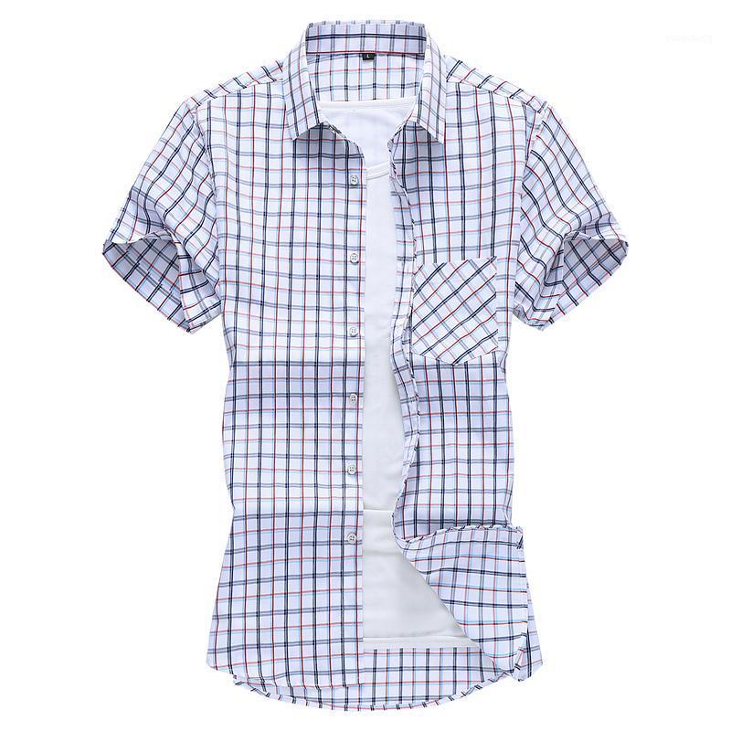 

Men's Casual Shirts A35 Business Small Plaids Men Clothes Short Sleeved Shirt Summer 2022 High-Quality Soft Skin-Friendly Chemise Homme -7X, As picture
