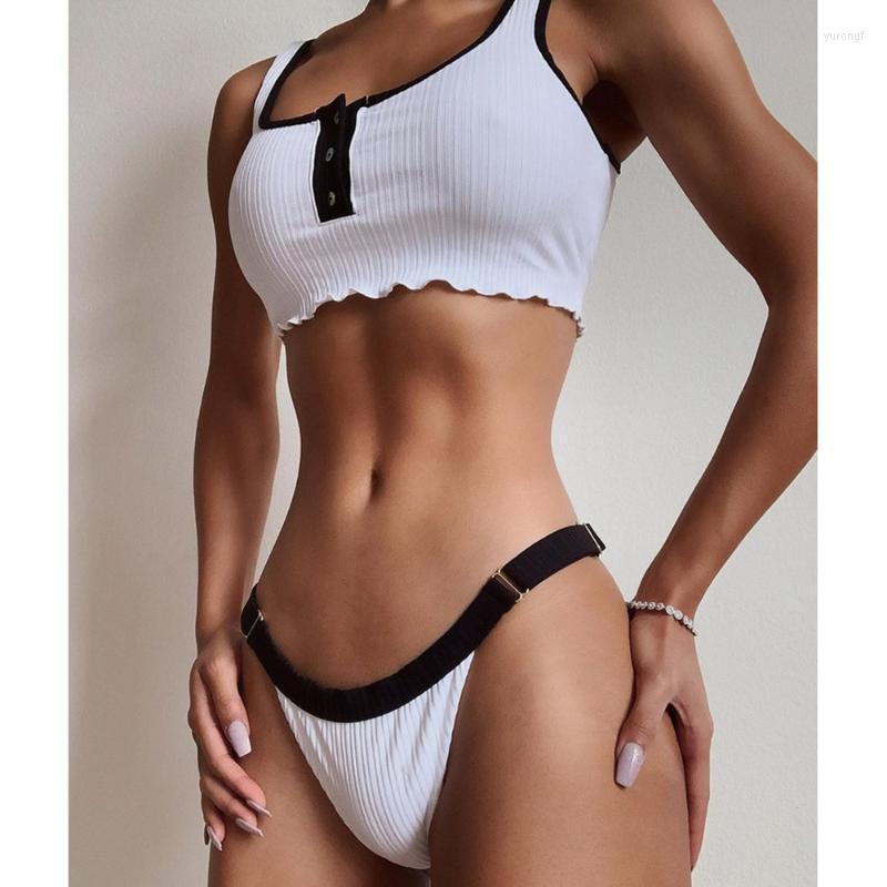 

Bras Sets Knit Patchwork Sexy Bra Set Push Up Seamless Lingerie Women Ruffle Button And High Waist Panties Soft Underwear, White