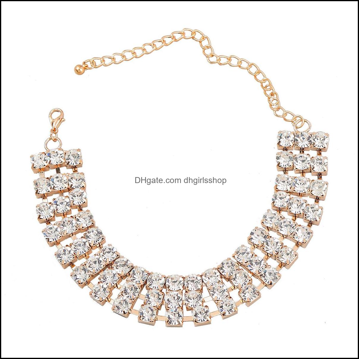 

Chokers Necklaces Pendants Jewelry New Fashion Big Hip Hop Punk Europe And United States Mti-Layer Fl Diamond Necklace C Dhyah