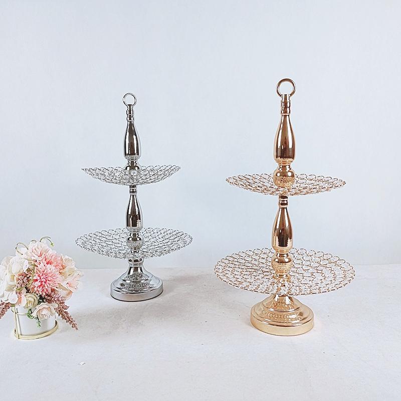 

Other Bakeware 2 Tiers Cupcake Stand Crystal Afternong Tea Plate Gold Color & Silver