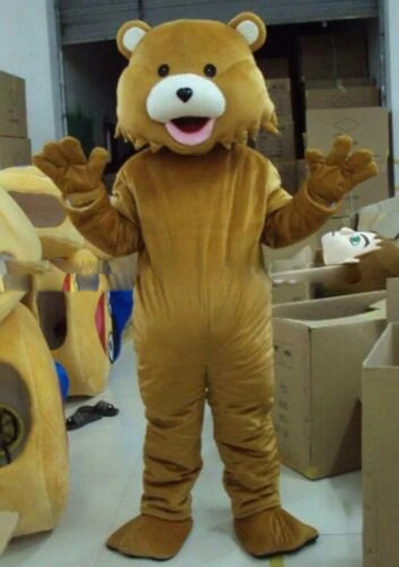 

Halloween Adult Cartoon Brown Bear Mascot Costume Suit Party Game Dress, As pic
