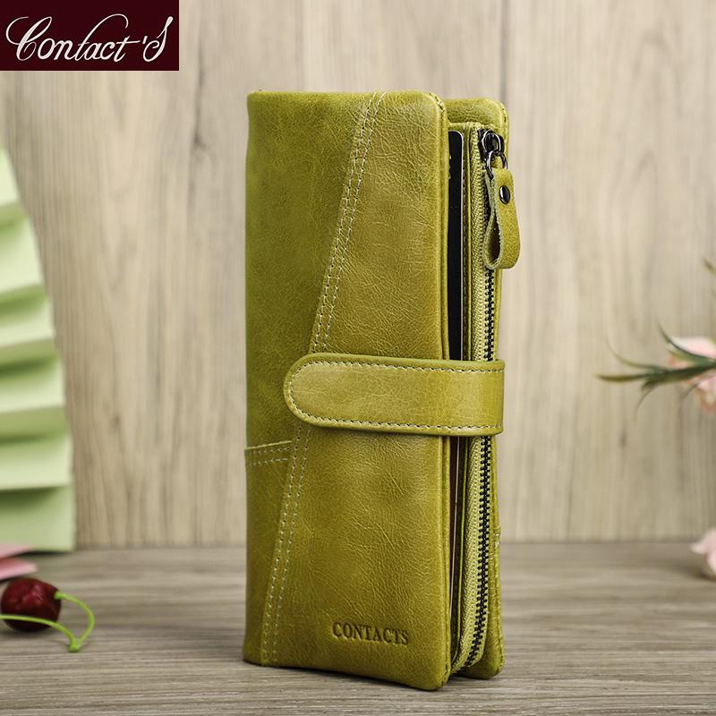 

Wallets Contact's Women Brand Design High Quality Genuine Leather Wallet Female Hasp Fashion Dollar Price Long Purse Card HolderWallets, Black