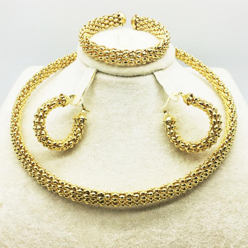 

Earrings & Necklace Bridal Gift Fashion High Quality African Jewelry Set Female Bracelet Travel Gold SetEarrings, As pic