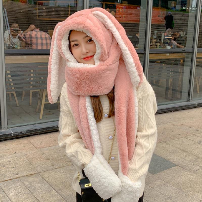 

Bandanas Fashion Scarf Hat Gloves Set Cute Warm 3 Piece Women Big Ear Winter Soft Thickening Pocket Hats HoodedBandanas BandanasBandanas