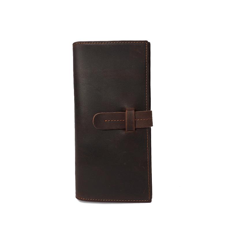 

Wallets Men's Cow Leather Crazy Horse Clutch Long Genuine Purses Handbag WalletWallets, Auburn