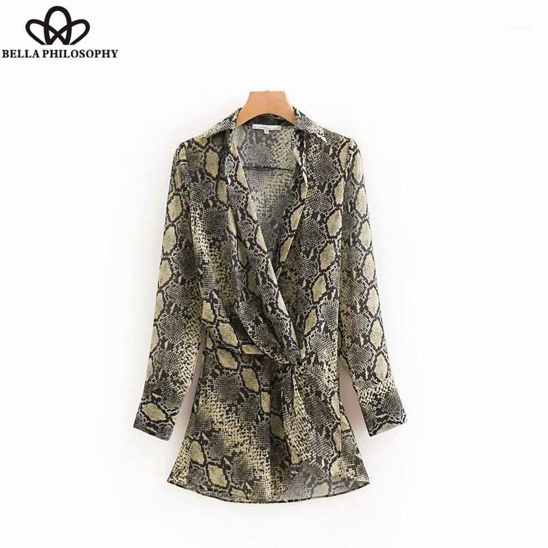 

Women' Blouses & Shirts Philosophy 2022 Women Cross V Neck Snake Skin Pattern Chiffon Smock Blouse Shirt Pleated Casual Chic Blusas Tops Sh, As picture