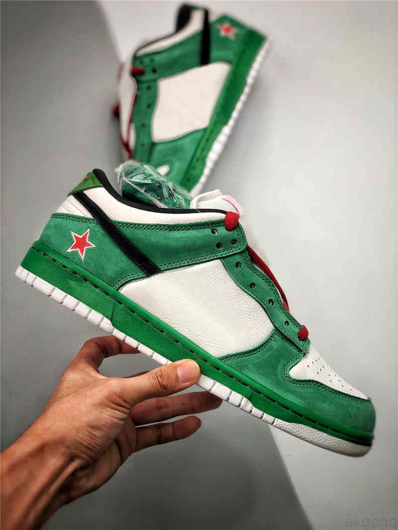 2022 Authentic Pro Heineken Low Skateboard Shoes Men Women Classic Green Black White Red 304292-302 Sneakers Zapatos With Origina