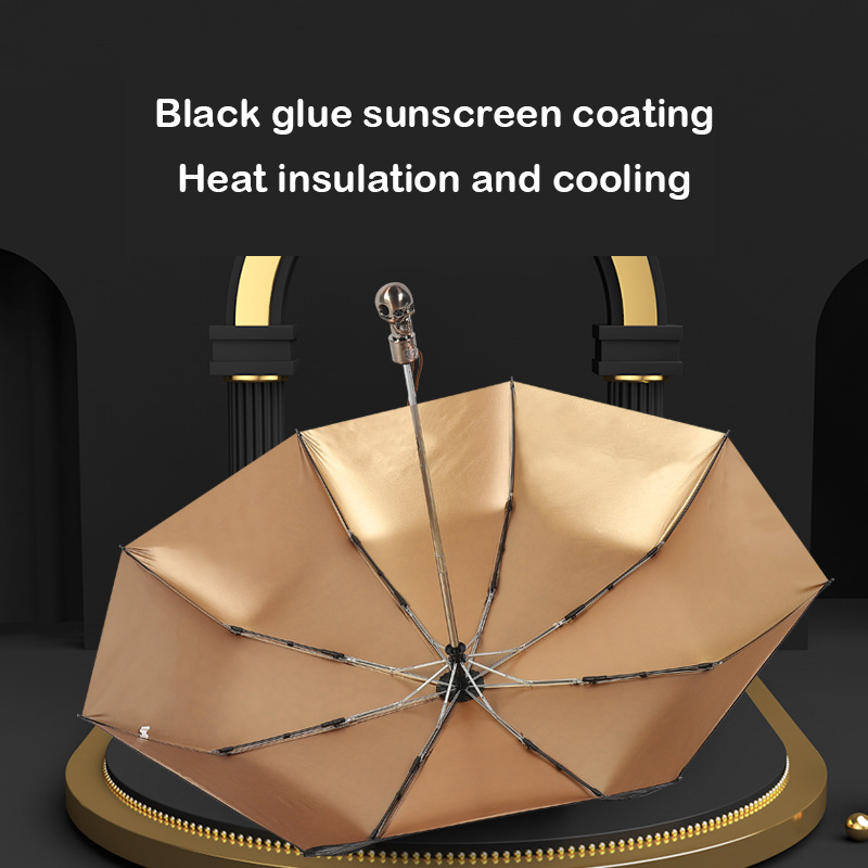 

fully automatic Folding Umbrella Windproof Metal McQueen skeleton handle sunscreen umbrella For men 220426