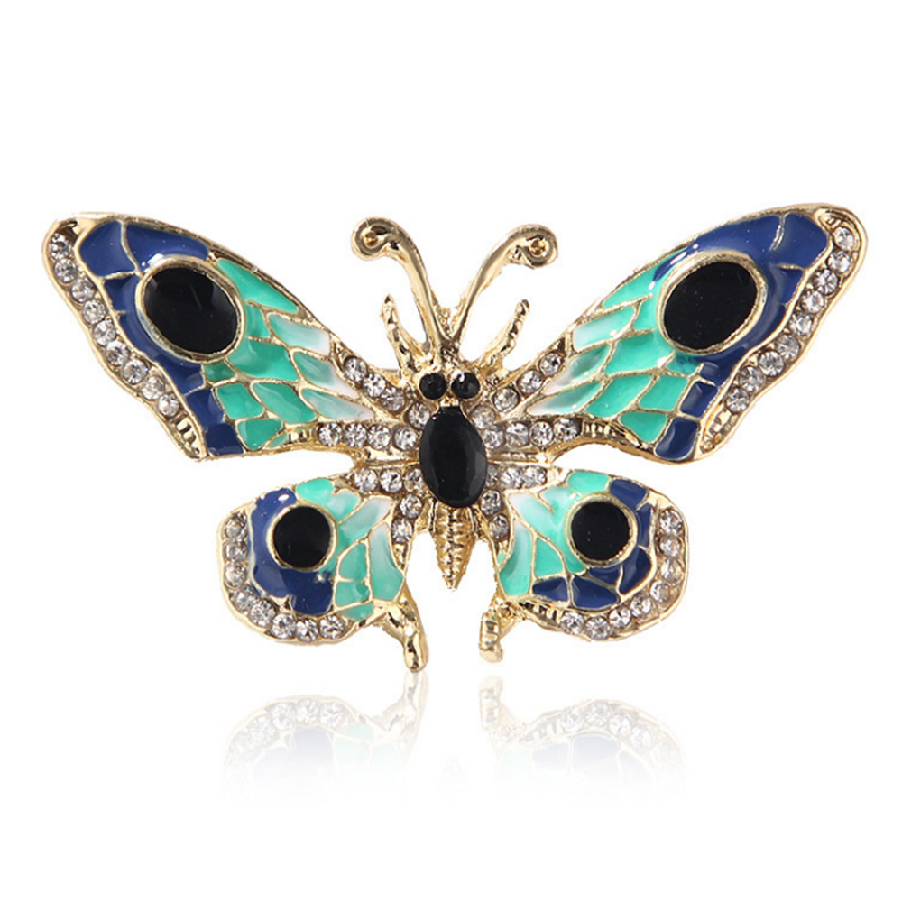 

100PCS/Lot Women's Gold / Silver Plated Plated Crystal butterfly Brooch Alloy Enamel Rhinestone Insect Brooches Pin