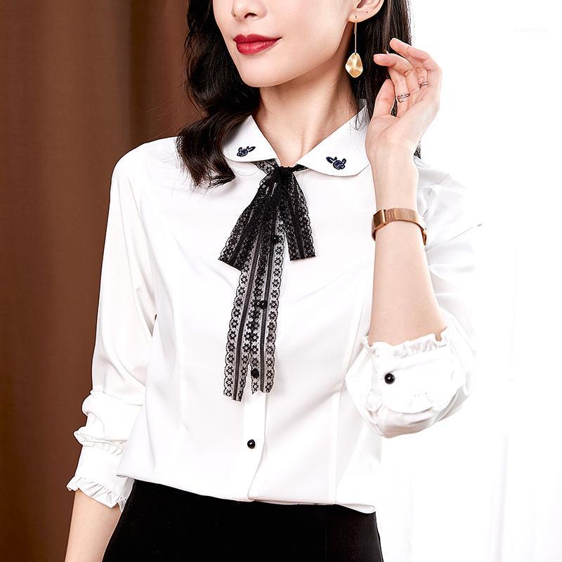 

Women's Blouses & Shirts Woman Feminina Vintage Blouse Fashion Clothes 2022 Spring Autumn White Embroidered Female D0119