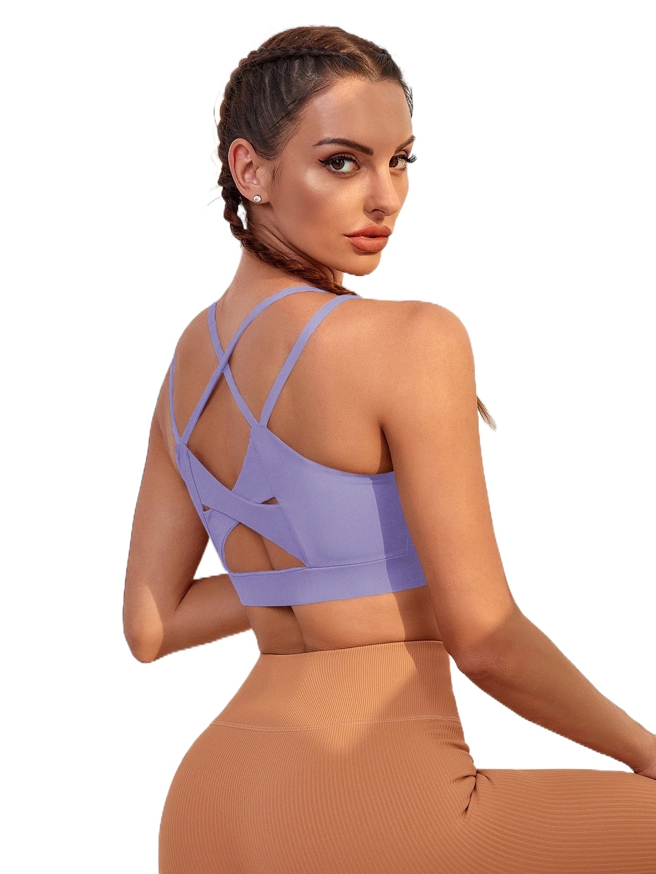 

high Support Crisscross Sports Bra o7GM#, Lilac purple