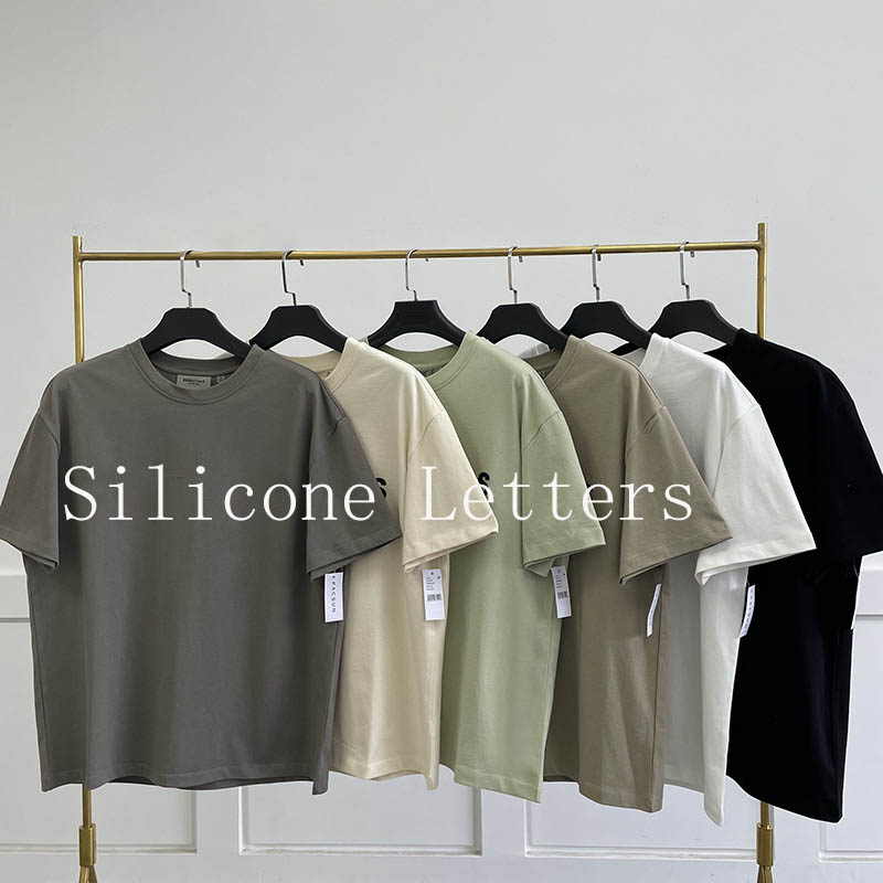 

Silicone Letters Men Women T Shirt TopQuality 21ss Designer Tide Laminated Print Short Sleeve High Street Loose Oversize Casual 100% Pure Cotton couple models, Gray
