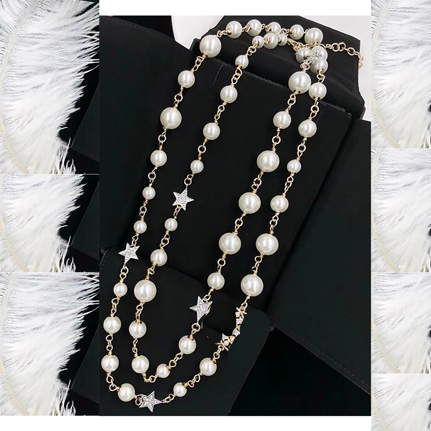 Designer collier de luxe pendentif colliers style classique Strands chaînes élégante perle chaîne lettre longue double couche chandail bijoux pou