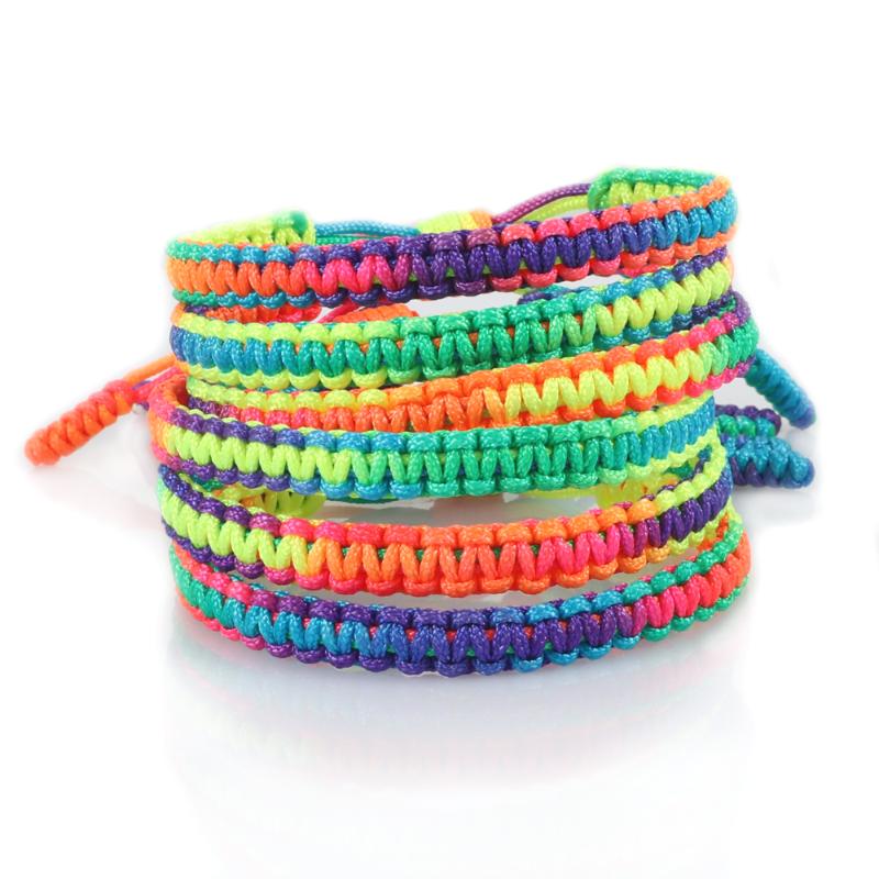 

Beaded Strands Gradient Color Handmade Braid Lucky Knot Bracelets Tibetan Buddhist Rainbow Multicolor Woven Bangles Charm Friendship Bracele