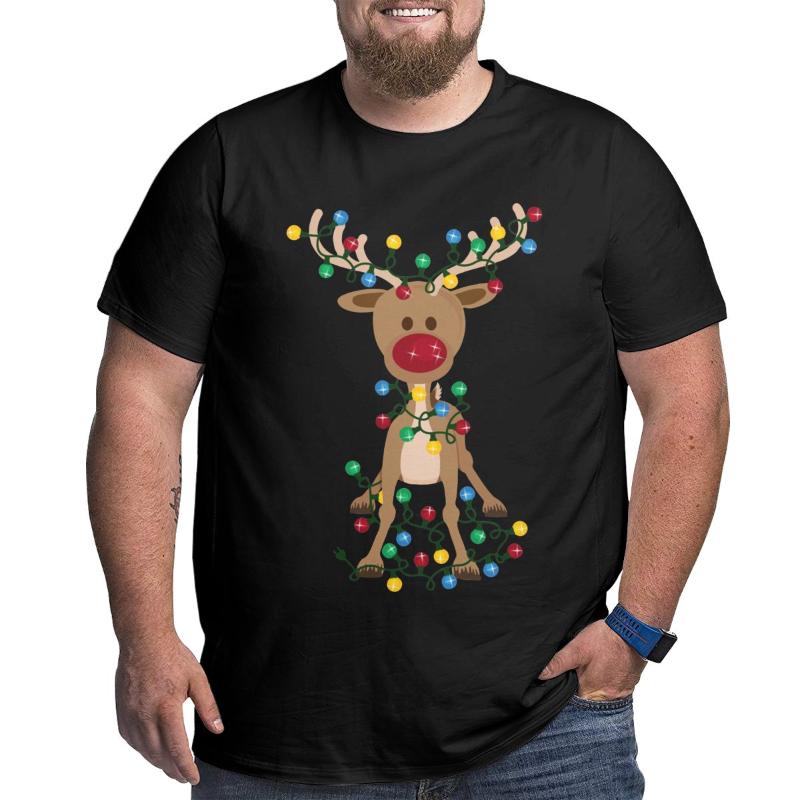 

Men's T-Shirts Adorable Reindeer T Shirts Men Pure Cotton Unique Merry Christmas Santa Big Tall Tee Clothes Plus Size 4XL 5XL 6XLMen's, Black
