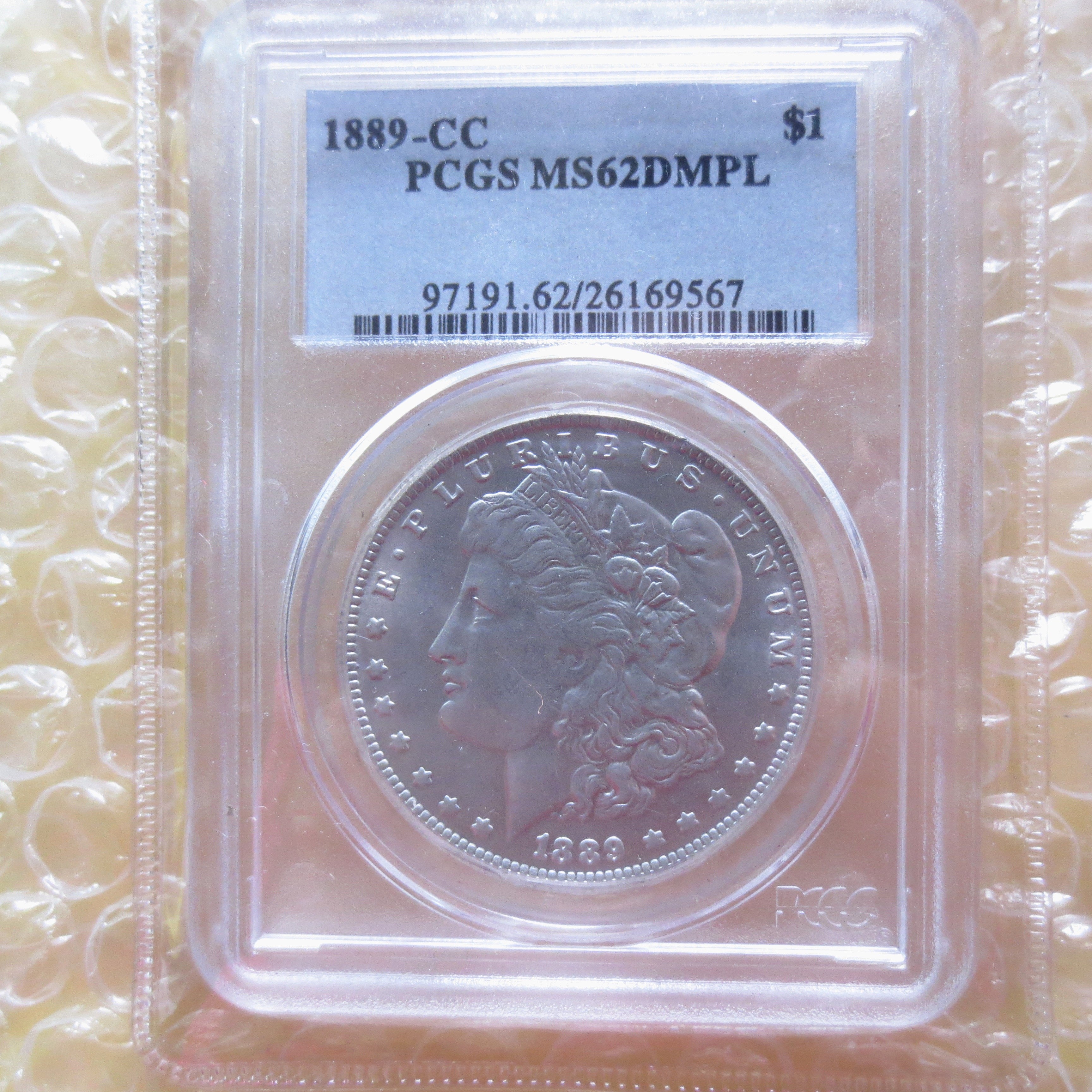 

US Coin 1889cc MS62 Morgan Dollar Craft Silver Coins Currency Senior Transparent Box