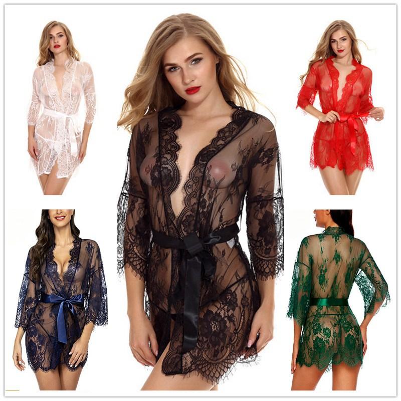 

Women' Sleepwear Sexy Lace Bridesmaid Robes Robe Bride Elegant Women Dressing Gown Bathrobe Kimono Bath Sleep LoungeWomen, Black