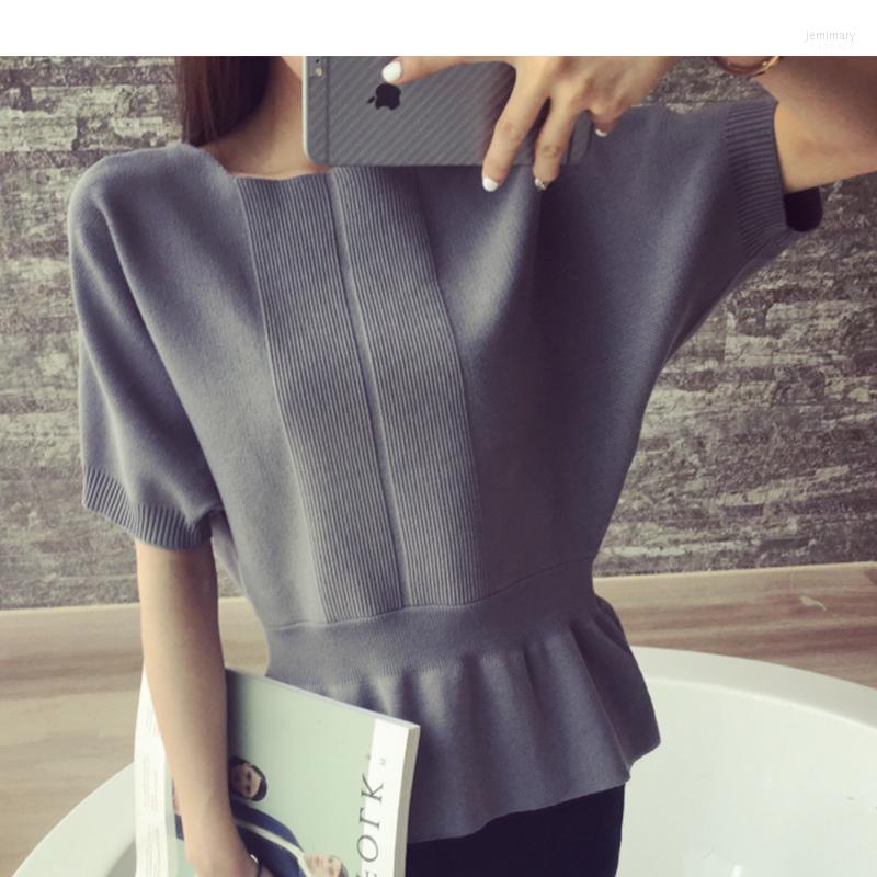 

Women's Sweaters 2022 Knitting Sweater Shirt Set Loose Version 5 Minutes Of Sleeve Batwing Coat Jemi22, Gray