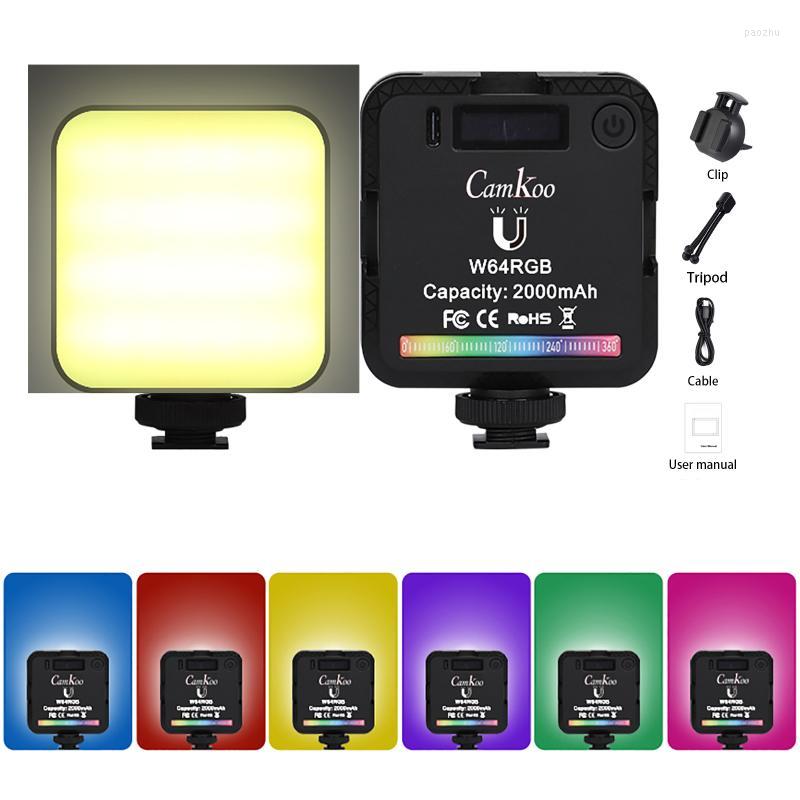 

Flash Heads W64RGB Light 360° Full Color Pography Lighting 2000mAh Rechargeable 2500-9000K Dimmable LED Panel Atmosphere LightsFlash
