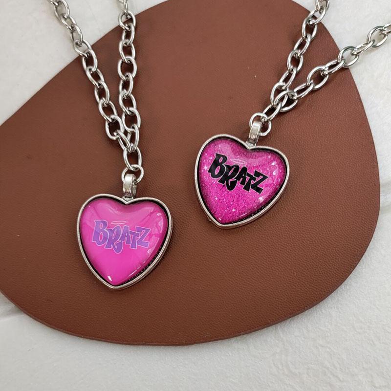 

Pendant Necklaces Bratz Pink Purple Heart Necklace For Teenage Girls Acrylic Chain Y2k Jewelry Cute Kawaii Accessory DropshipPendant
