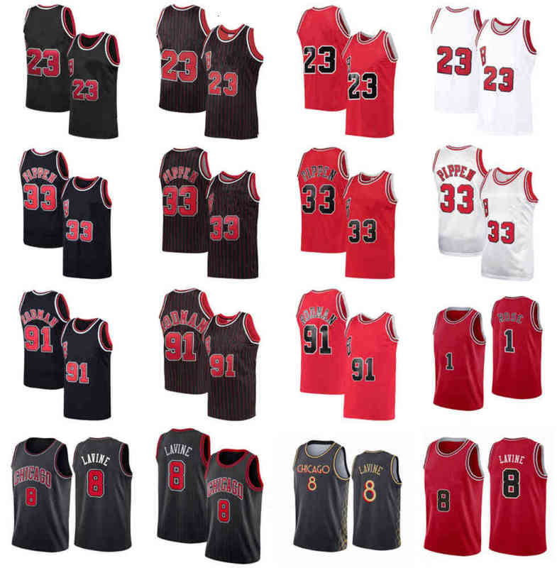 

Chicago's Bulls's Stitched Big Yards S-6XL 23 MJ Zach 8 LaVine Basketball Jerseys Retro Black Red Scottie 33 Pippen Dennis 91 Rodman 1 Rose, As photo