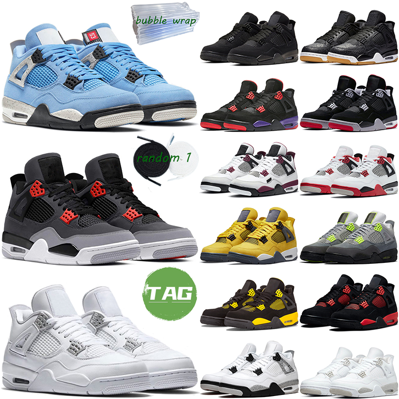 

4S Basketball Shoes Men Women Black Cat 4 Infrared Lightning Pure Money Red Thunder Black Purple White Oreo Outdoor Sports Trainer sneaker, #18