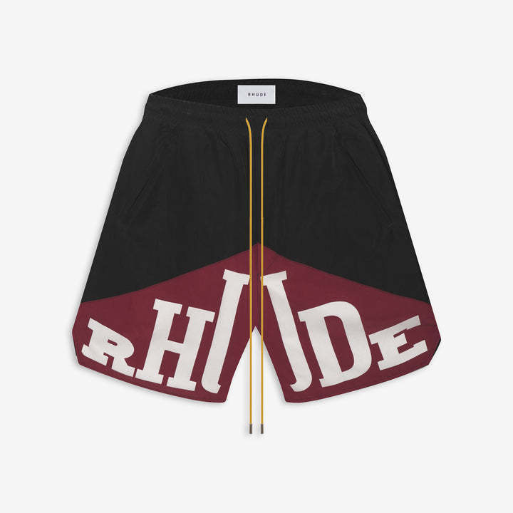 

Mens Summer Designer Rhude Beach Swimming Loose Shorts Womens Swim Short Fashion Retro Letter Printed Drawstring Two-color Spliced Rope Trend Casual Street Shorts, L need look other product