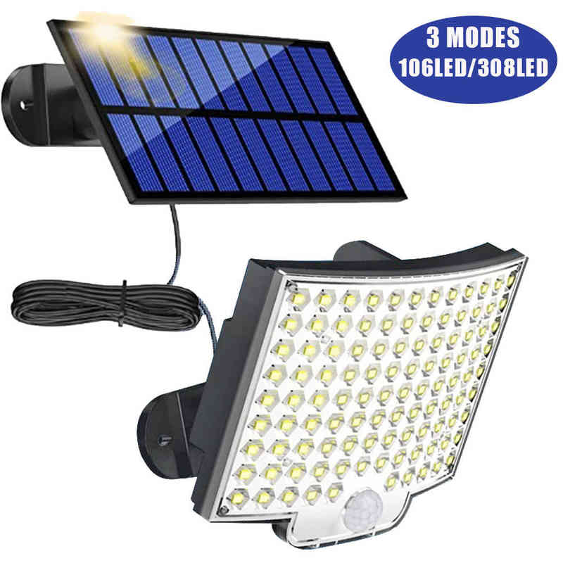 LED lumière solaire extérieure lumière du soleil Pir Modes de capteur de mouvement lampe murale de rue étanche pour clôture de jardin décoration