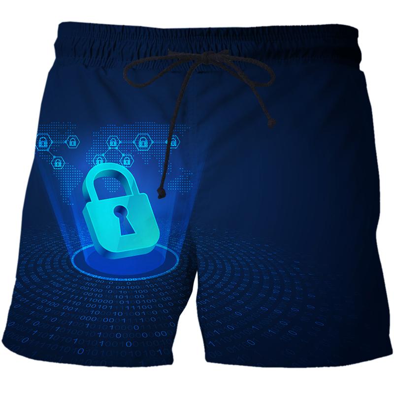 

Men's Shorts AI Technology Data Illustration Men Harajuku Hawaii Beach 3d Print Casual Hip Hop Mens Short Pants Male, White;black