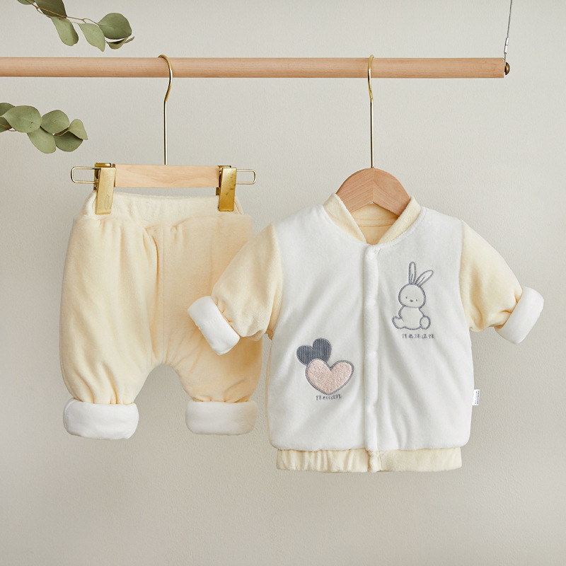 

Newborn toddler set baby Baby boy girl jumpsuit long sleeve warm cotton shirt pants two piece suit casual clothing, Pink