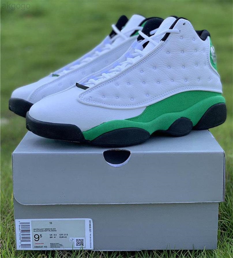 

Authentic 2022 13 Lucky Green Men Basketball Shoes White Black 3M Reflective 13S DB6537-113 Real Carbon Fiber Sports Shoes 7-13