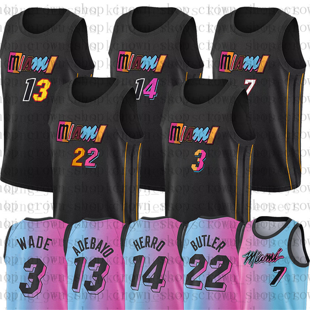 

Jimmy Bam 13 22 Butler Adebayo Kyle 7 Lowry Basketball Jersey 55 Dwayne Dwyane 3 Wade Tyler 14 Herro Kendrick Robinson Miamis 75th anniversary Heats, Men