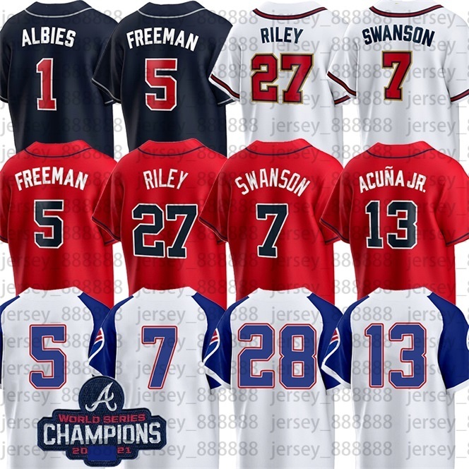 

Matt Olson Ronald Acuna jr Austin Riley Dansby Swanson Baseball Jersey Ozzie Albies Max Fried Braves Will Smith Travis d'Arnaud Eddie Rosario Atlanta Adam Duvallss, +patch custom cool base women jersey