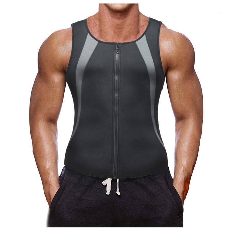 

Men's T-Shirts Men Tank Neoprene Waist Shaper Corset Zipper Vest Top Weightloss Body For Blouse Tops, Black