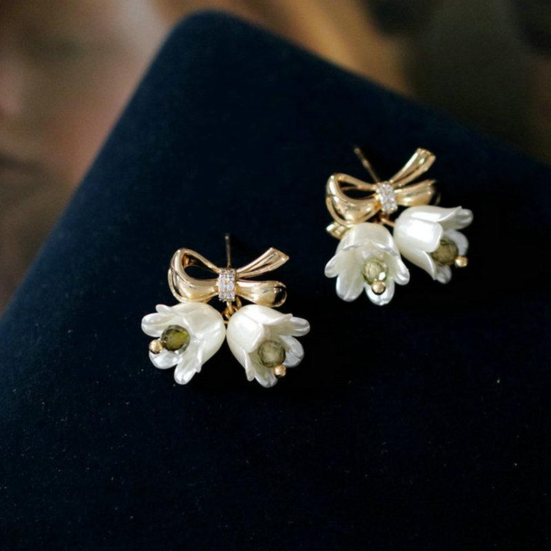 

Dangle & Chandelier Lady Luxury Jewelry Origial Handmade Korean Bowknot Valley Lily Flower Vintage Earrings For WomenDangle
