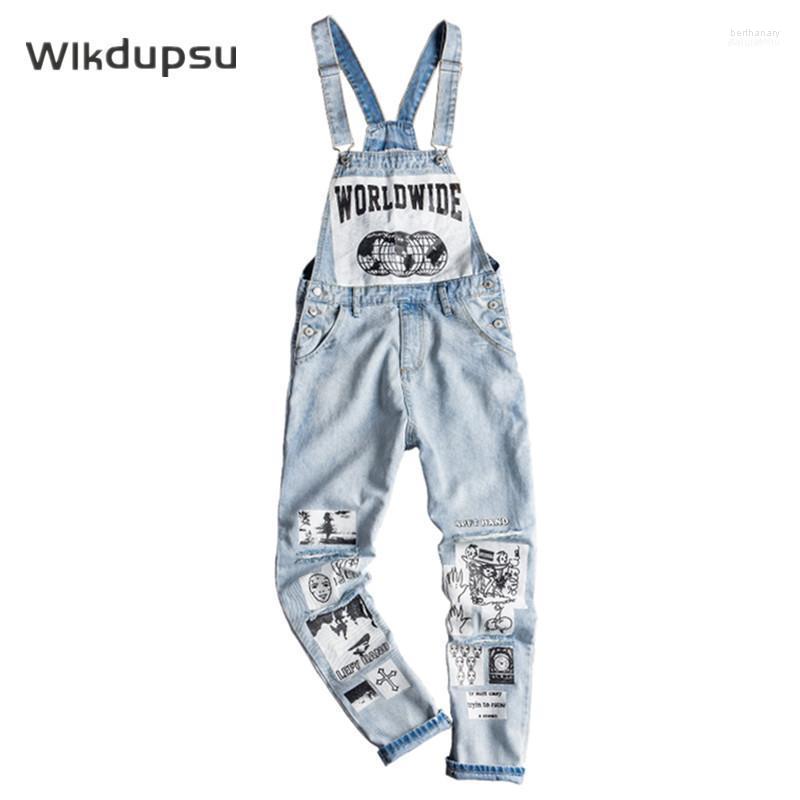 

Men's Jeans 2022 Hip Hop Bib Overalls Suspenders For Men Women Cartoon Trendy Fashion Denim Trousers Pants Rompers Streetwear Clothes1 Bert2, Light blue