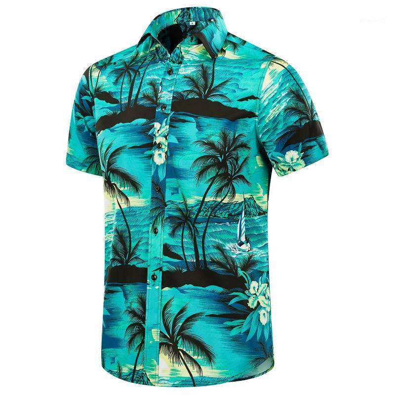 

Men's Casual Shirts 2022 Fashion Hawaiian Shirt Short Sleeves Printed Button Down Summer Beach Dress Asian SIZE