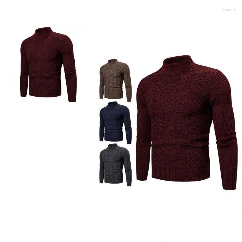 

Men's Sweaters Shrink Resistant Amazing Solid Color Men Pullover Knitwear Ribbed Knitted Sweater Half High Collar For HomeMen's Mari22, Blue