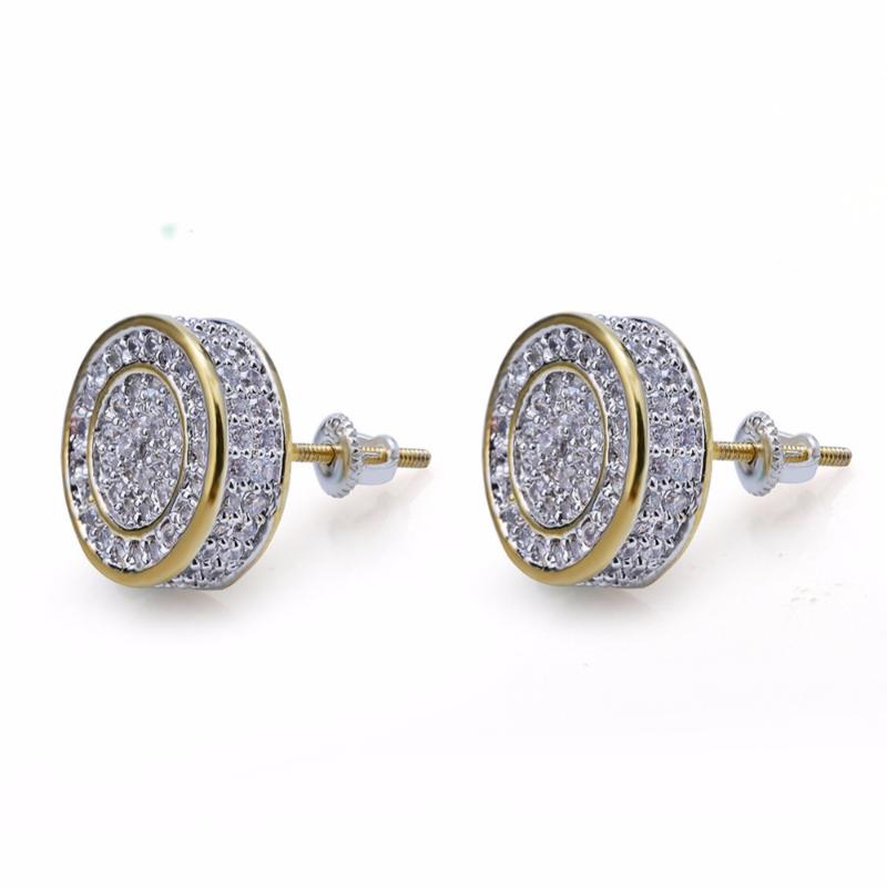 

Stud Mens Hip Hop Earring CZ Stone Pave Bling Out Round Earrings For Men Hiphop Rapper JewelryStudStudStud