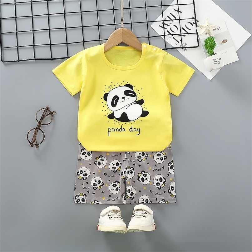 

2pcs Baby Boys Girls Set Summer Clothing Infant Cartoon Childrens Short Sleeve Shorts Toddler Homewear Suit Kids Outfits 220616, Style26