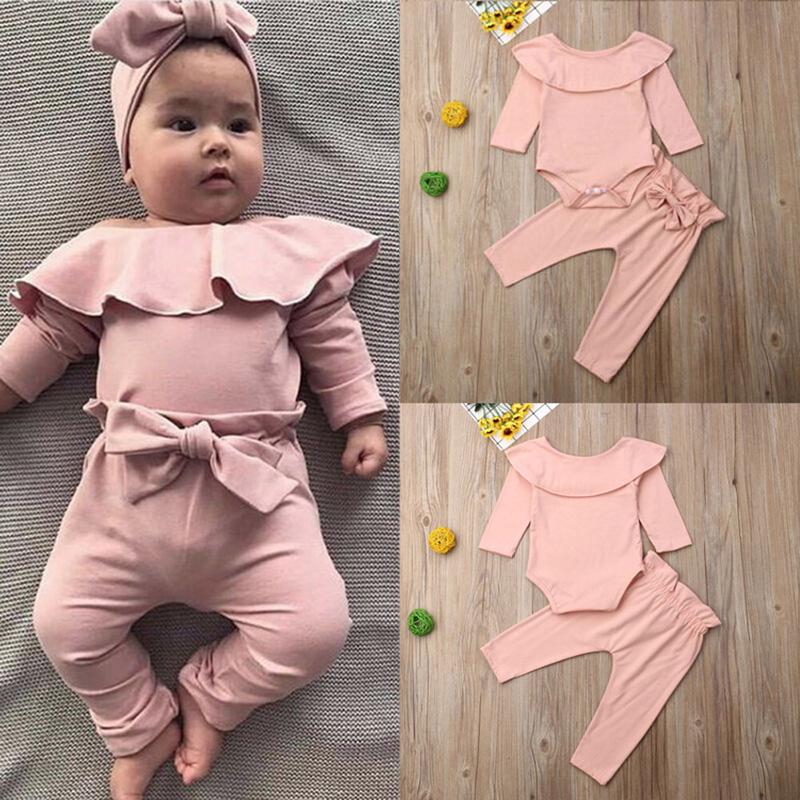 

Clothing Sets 2022 TALLOLY Baby Girl Suit Lotus Leaf Wide Neck Long Sleeve Trousers Turban Three-piece, As the picture