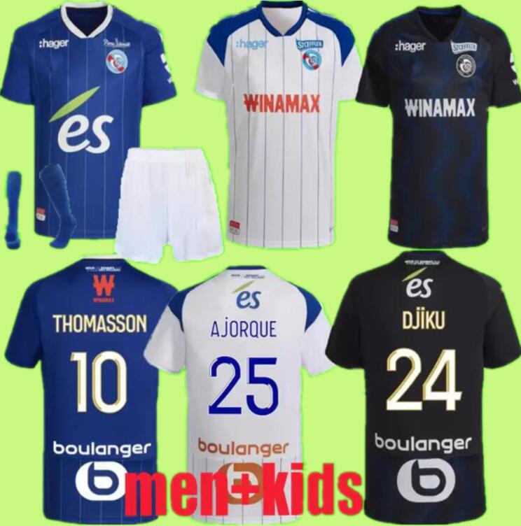 

22 23 RC Strasbourg Alsace soccer jerseys maillot de foot home blue 2022 2023 AHOLOU THOMASSON LiEnard Diallo DJIKU AJORQUE Gameiro football shirts home away third, Adult away