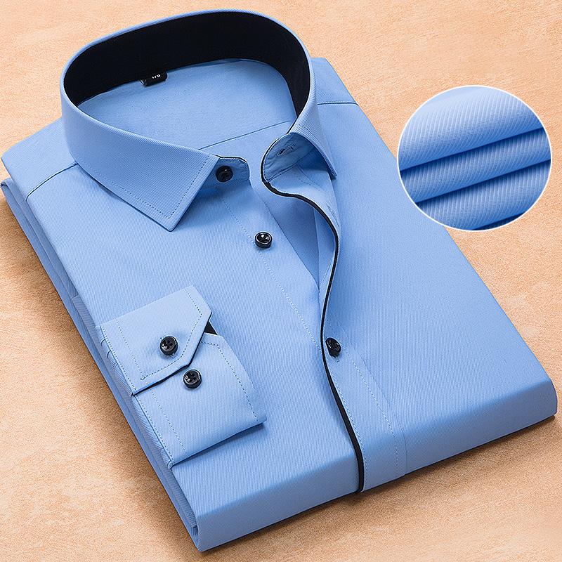 

Men's Dress Shirts Oversized Mens Shirt Long Sleeve Twill Solid Business Formal Plus Size Clothing Male Tops No Pocket DesignMen's, Pink