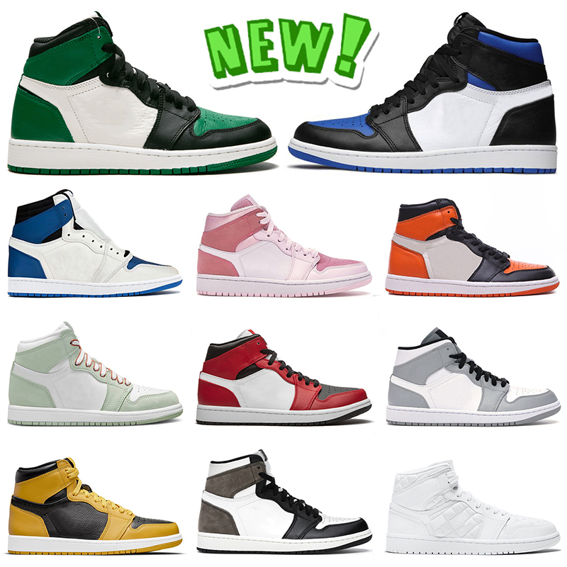 

2022 Top Jumpman 1s OG Basketball Shoes Jorden1s Pine Green Royal Toe Fragment Mid Digital Pink Shattered Backboard Dark Mocha Mens Women Jorden Sneakers Sports 36-46, B15 dark pony smoky mauve 36-45